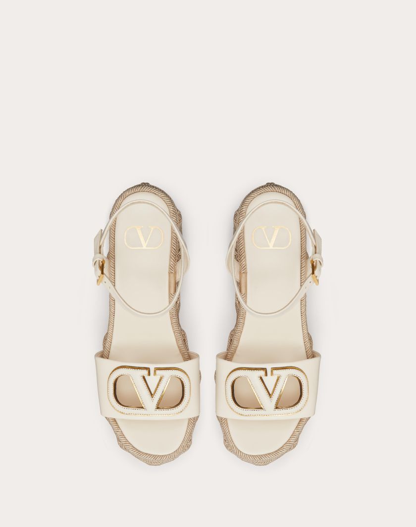 Valentino Handbags Sandalo Zeppa Vlogo Cut-out In Vitello 110mm per Donna in Avorio/antique Brass | Valentino IT Offerta settimanale