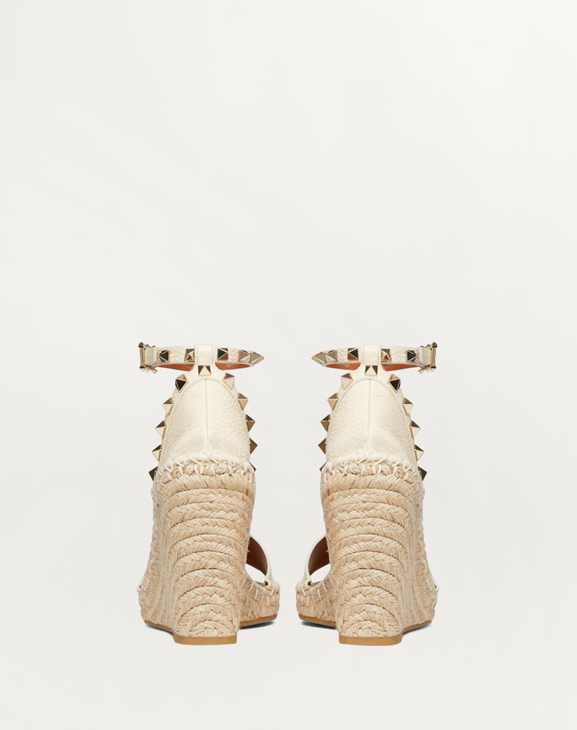 Valentino Handbags Sandalo Zeppa Rockstud Double In Vitello Granato 105mm per Donna in Light Ivory/light Cuir | Valentino IT Rilascio limitato