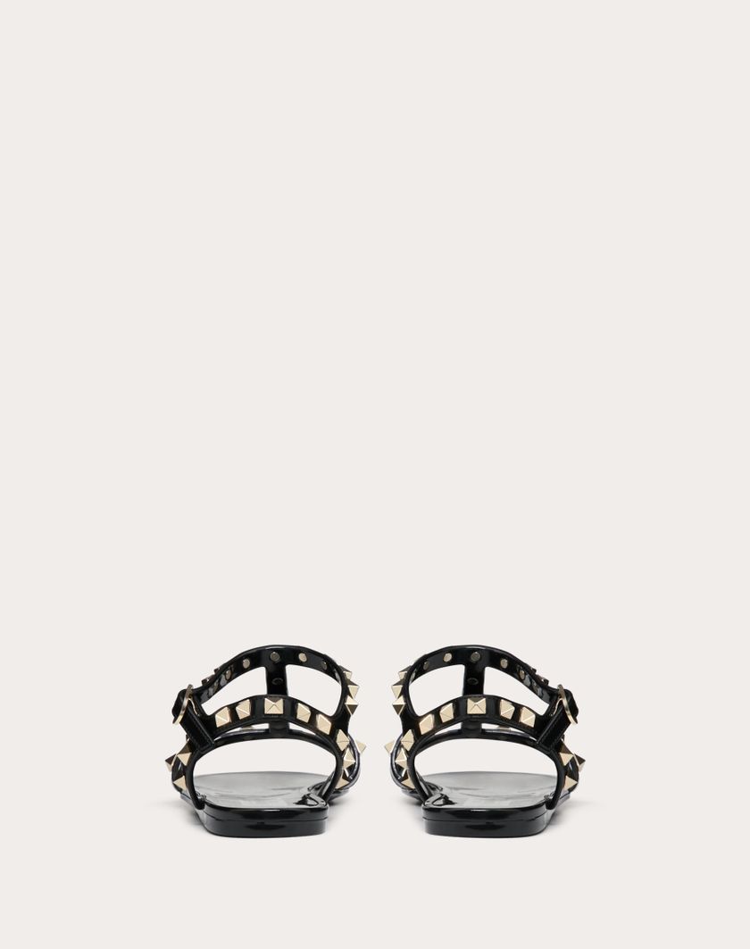 Valentino Handbags Sandalo Basso Rockstud In Gomma per Donna in Nero | Valentino IT Latest stili