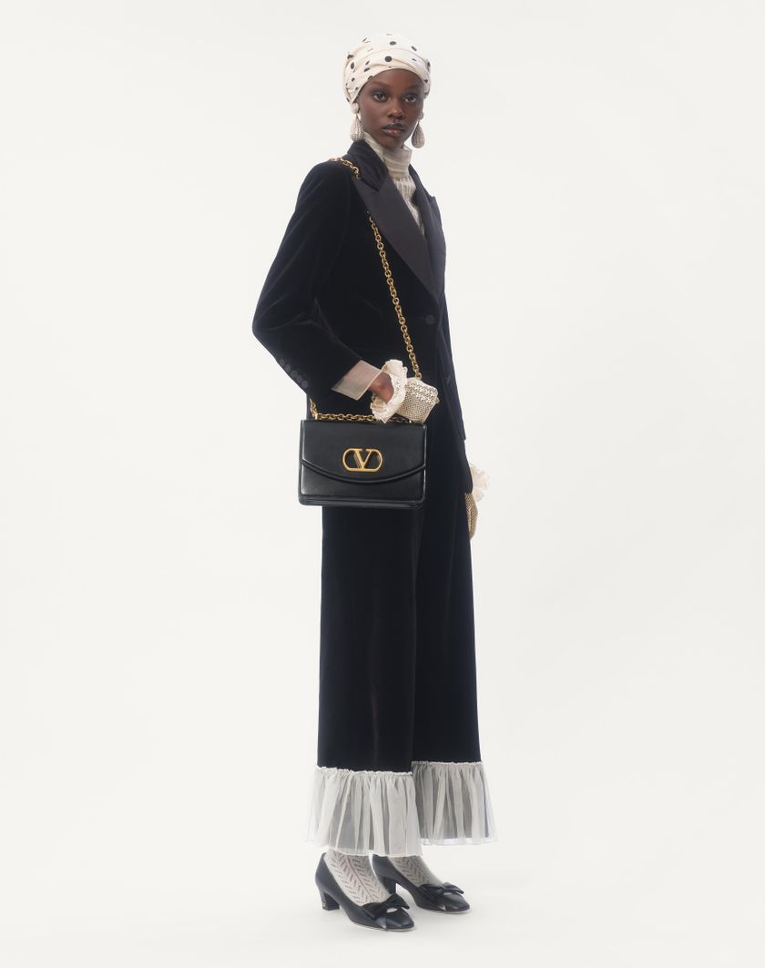 Valentino Handbags Pantaloni In Cotton Velvet per Donna in Nero/avorio | Valentino IT Fino al 50% di sconto