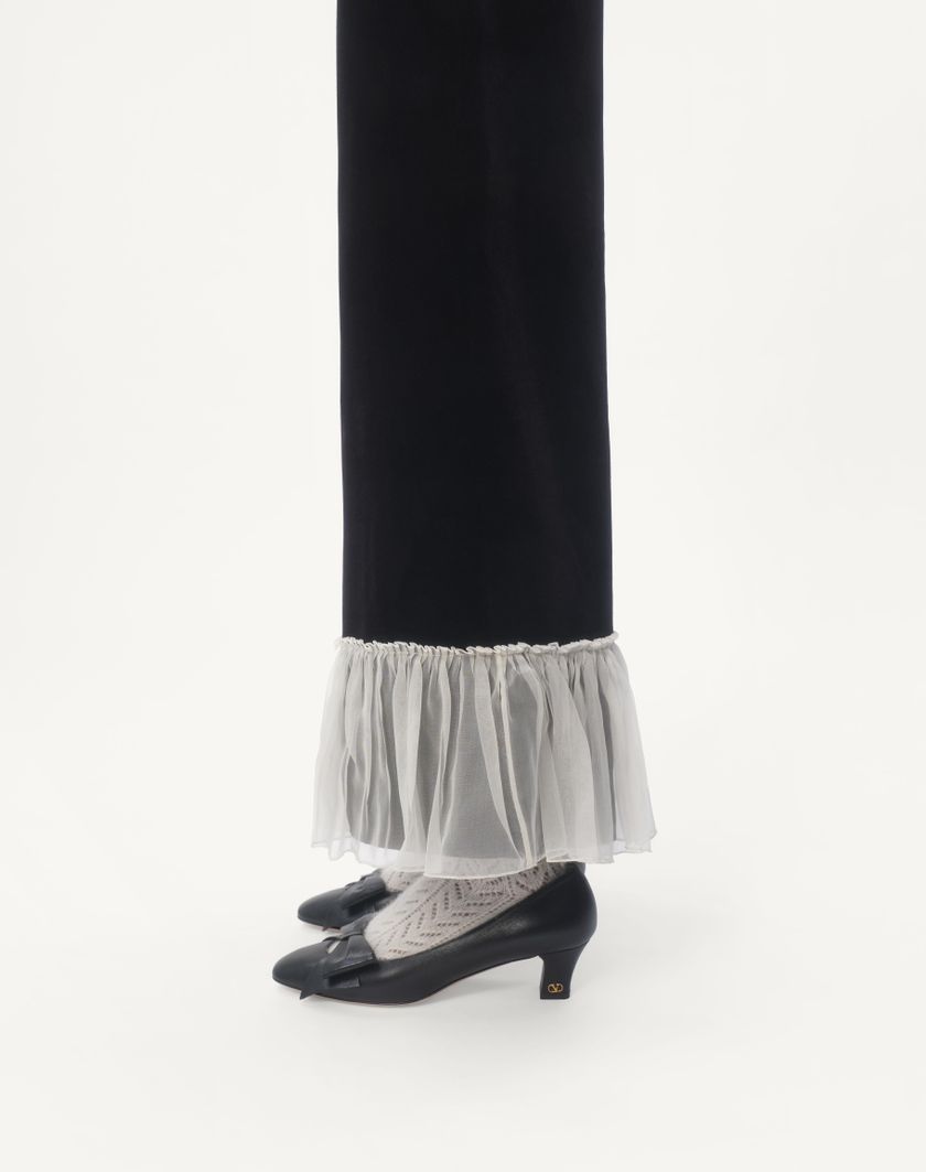Valentino Handbags Pantaloni In Cotton Velvet per Donna in Nero/avorio | Valentino IT Fino al 50% di sconto