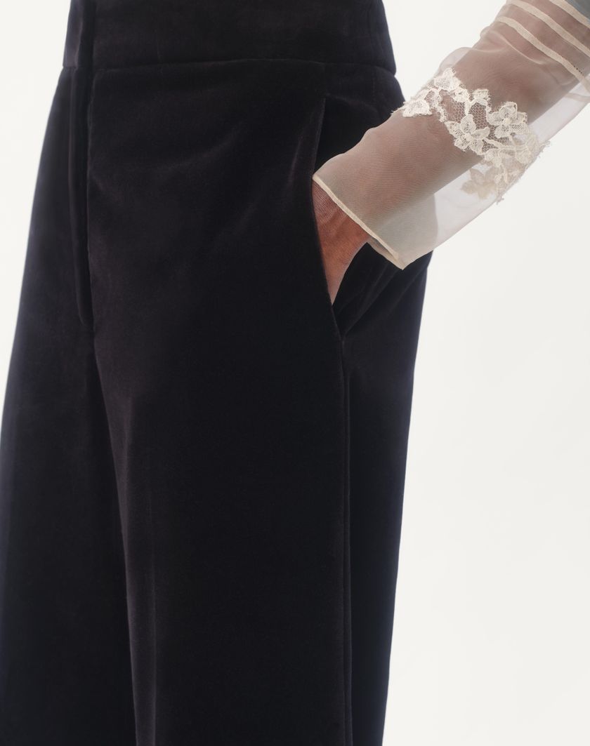 Valentino Handbags Pantaloni In Cotton Velvet per Donna in Nero/avorio | Valentino IT Fino al 50% di sconto