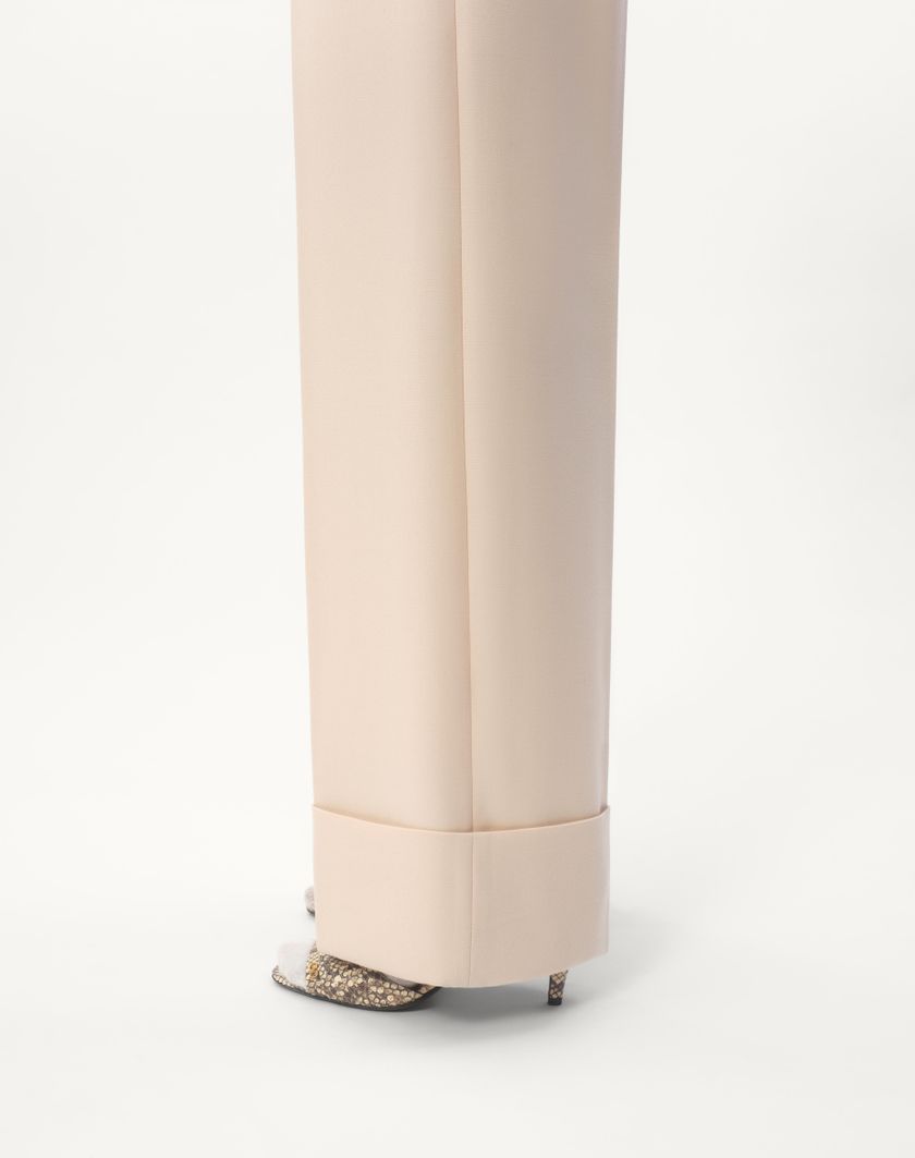 Valentino Handbags Pantaloni In Diagonal Dry Wool per Donna in Avorio | Valentino IT Only for today