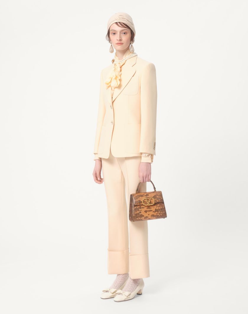 Valentino Handbags Pantalone In Crepe Couture per Donna in Avorio | Valentino IT Offerta speciale della fabbrica