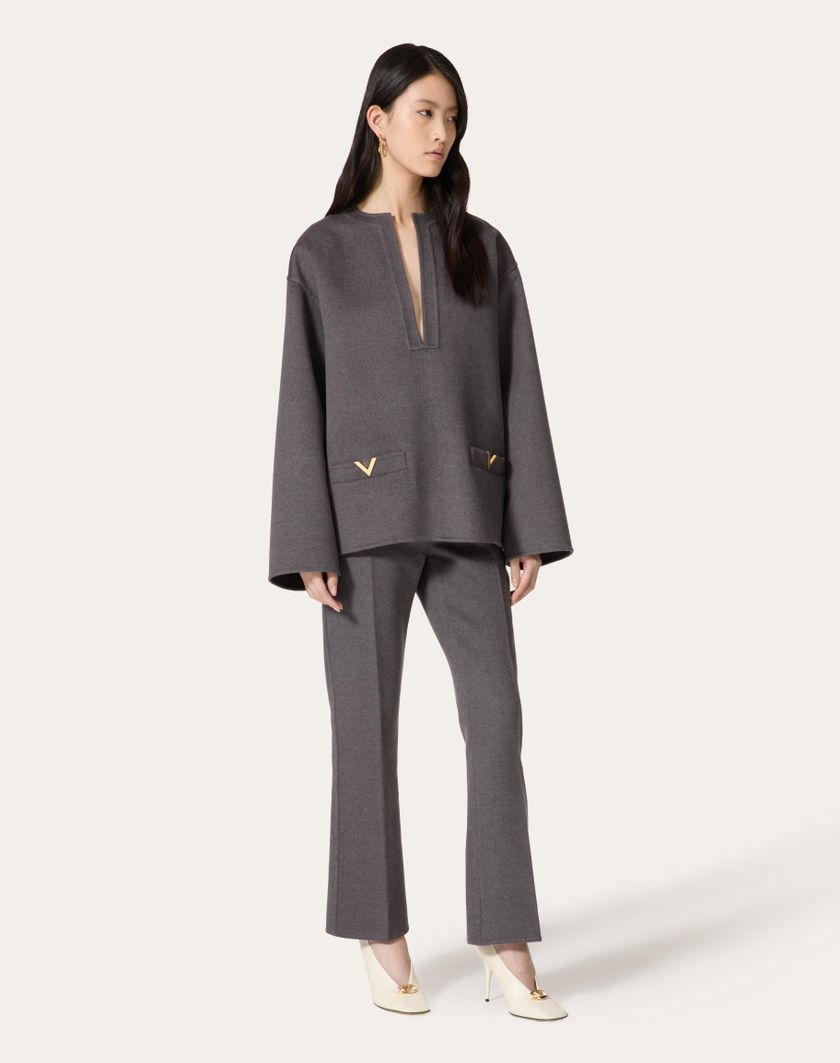 Valentino Handbags Pantaloni In Compact Drap per Donna in Grigio Scuro | Valentino IT Solo un giorno rimasto