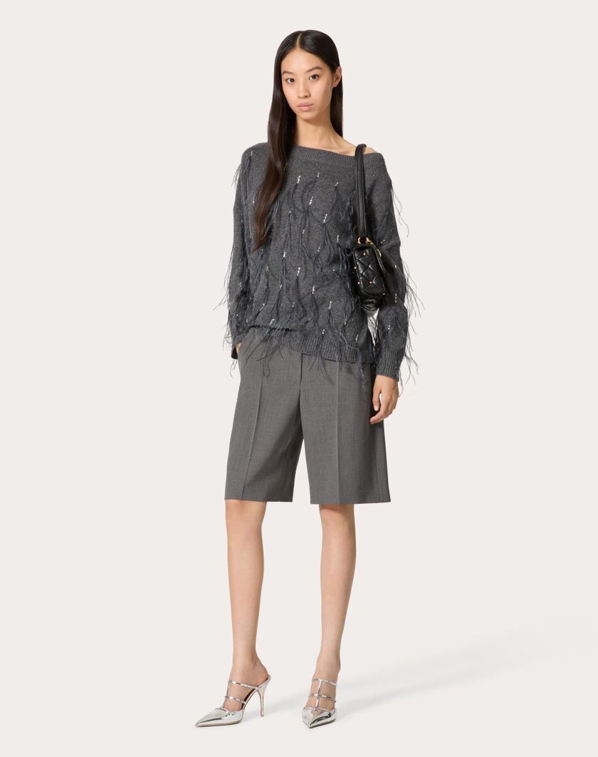Valentino Handbags Bermuda In Active Gabardine per Donna in Grigio | Valentino IT In vendita