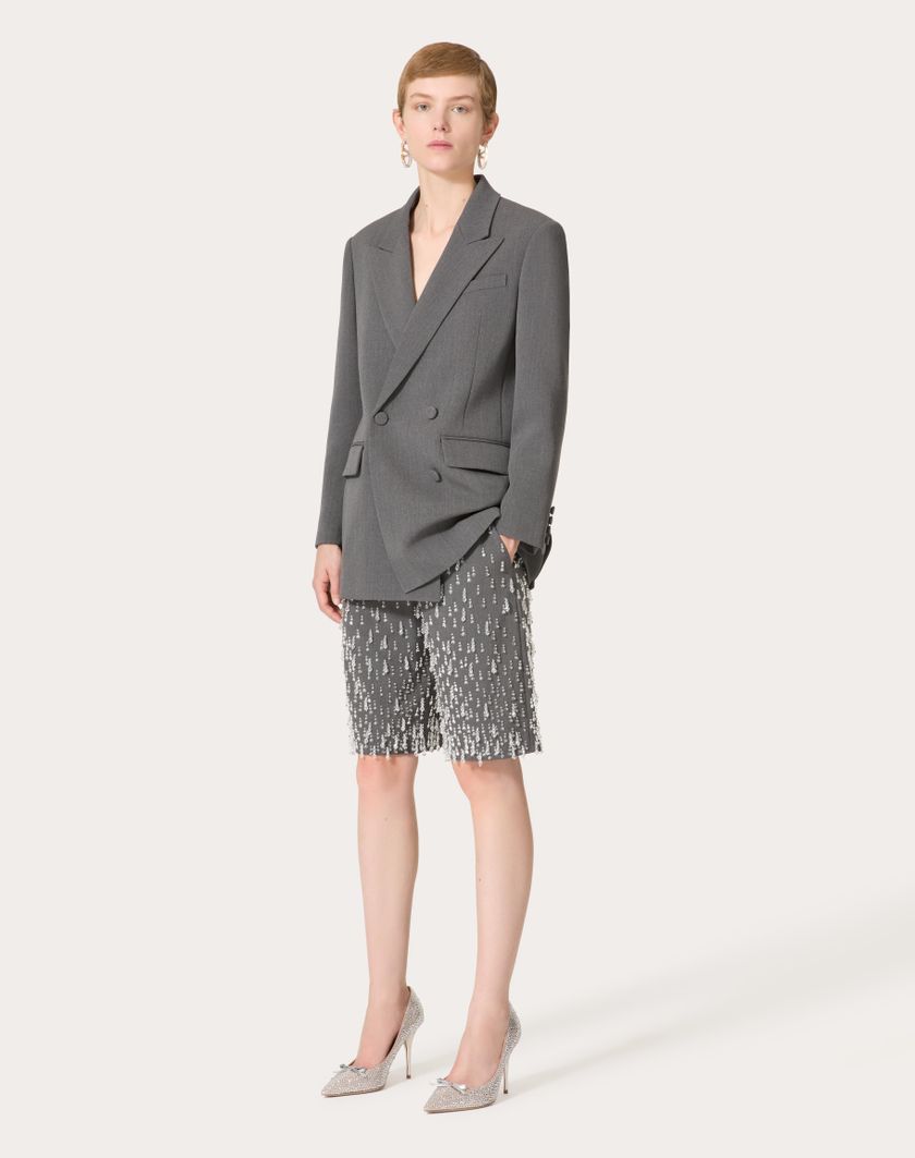 Valentino Handbags Bermuda In Active Gabardine Ricamati per Donna in Grigio | Valentino IT Duty-free