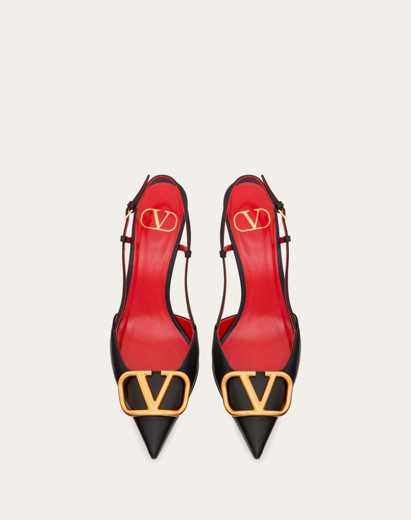 Valentino Handbags Décolleté Slingback Vlogo Signature In Vitello 80mm per Donna in Mandorla | Valentino IT In Linea