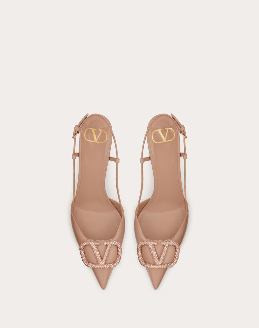 Valentino Handbags Décolleté Slingback Vlogo Signature In Vitello 80mm per Donna in Rose Cannelle | Valentino IT Nuovo