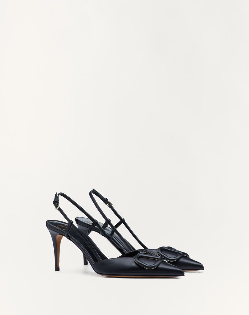 Valentino Handbags Décolleté Slingback Vlogo Signature In Vitello 80mm per Donna in Nero | Valentino IT Promozione