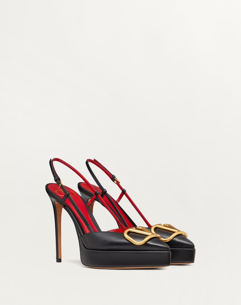 Valentino Handbags Décolleté Slingback Con Plateau Vlogo Signature In Vitello 120mm per Donna in Nero | Valentino IT Negozi Online