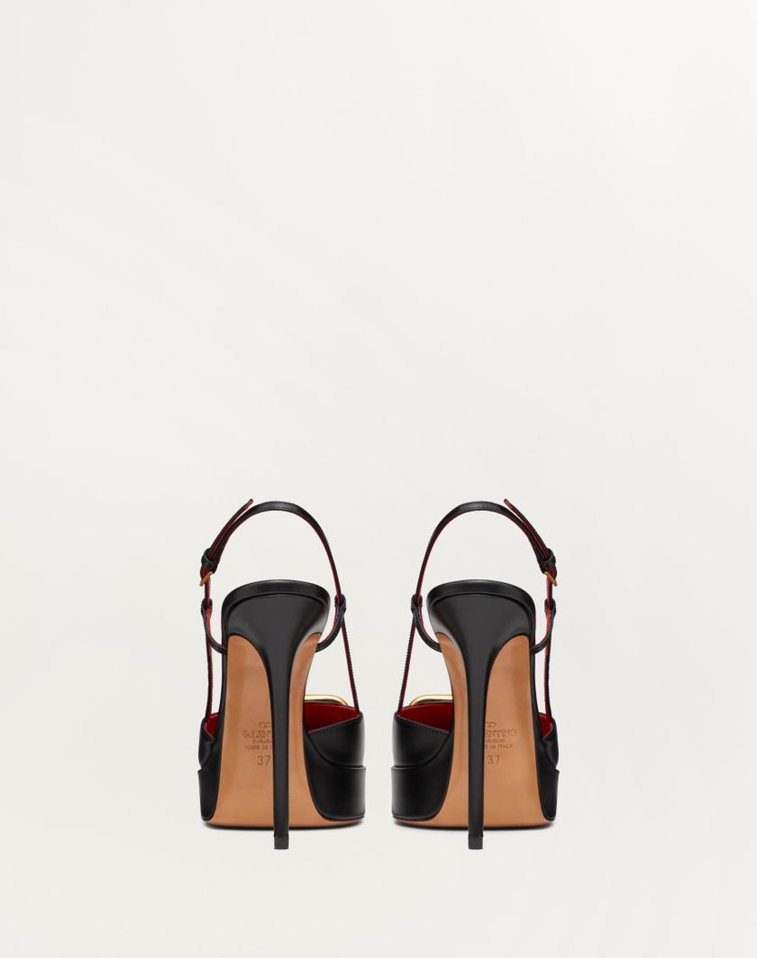 Valentino Handbags Décolleté Slingback Con Plateau Vlogo Signature In Vitello 120mm per Donna in Nero | Valentino IT Negozi Online