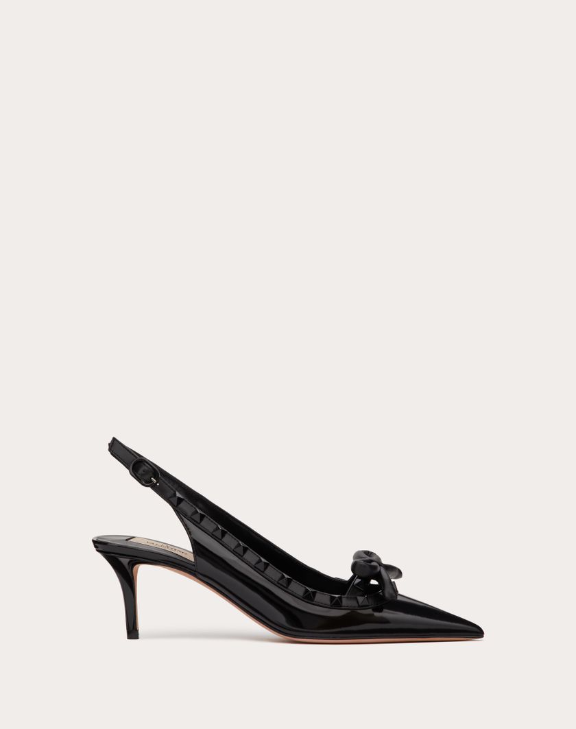 Valentino Handbags Décolleté Slingback Rockstud Bow In Vernice E Borchie In Tono 60mm per Donna in Nero | Valentino IT Fino Al -60%