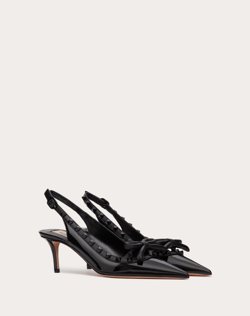 Valentino Handbags Décolleté Slingback Rockstud Bow In Vernice E Borchie In Tono 60mm per Donna in Nero | Valentino IT Fino Al -60%