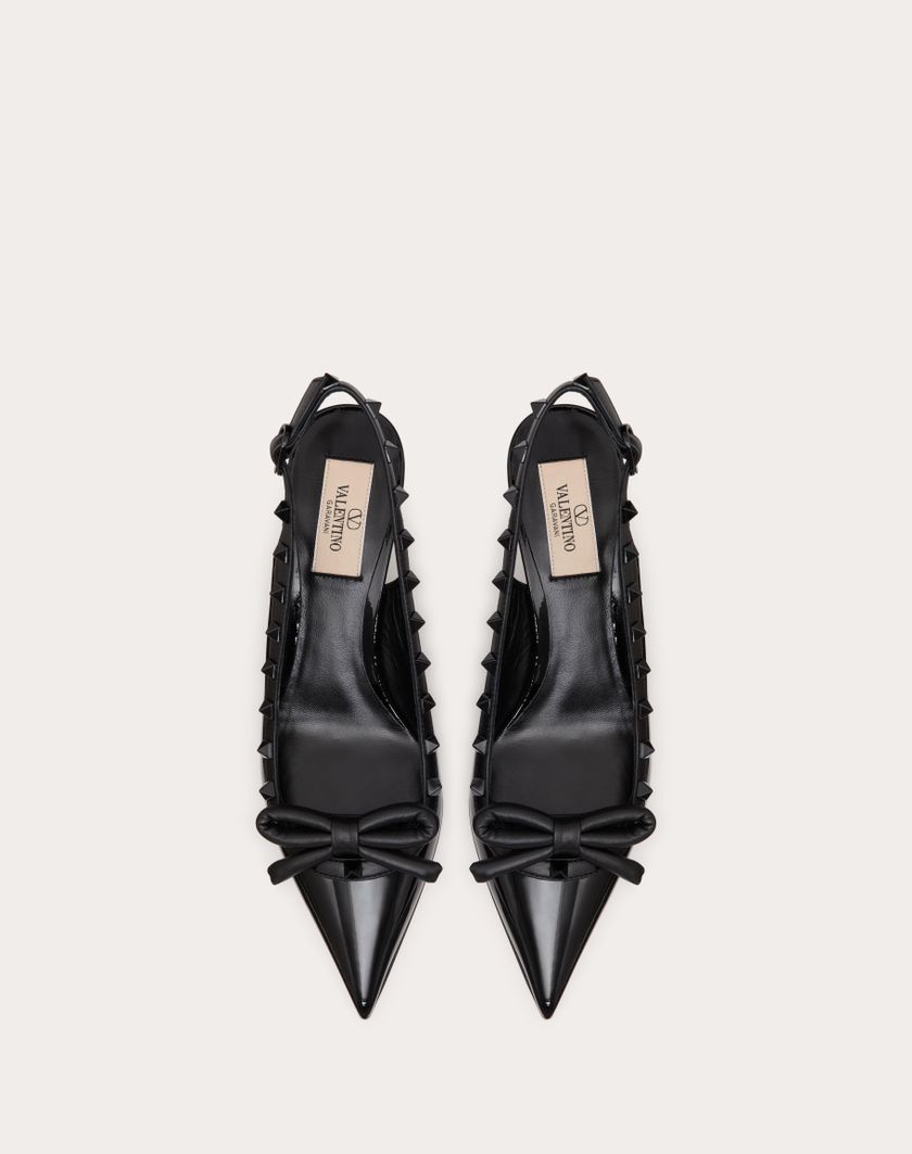 Valentino Handbags Décolleté Slingback Rockstud Bow In Vernice E Borchie In Tono 60mm per Donna in Nero | Valentino IT Fino Al -60%
