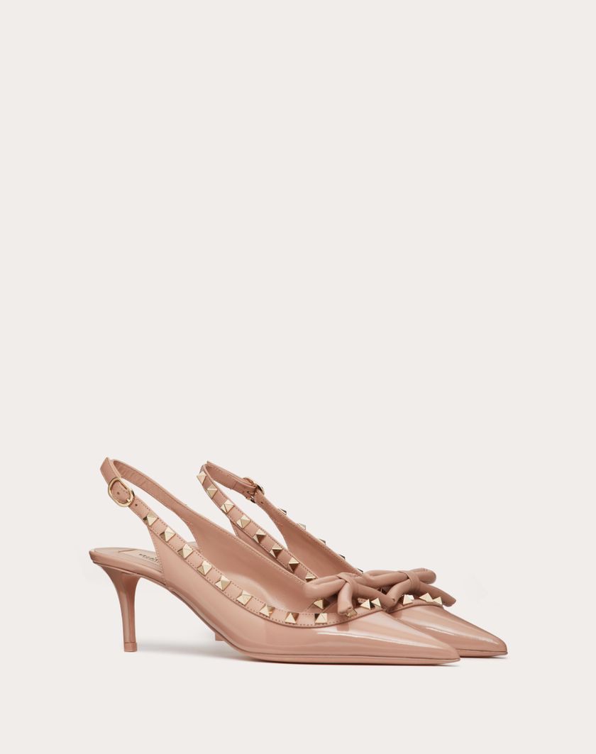 Valentino Handbags Décolleté Slingback Rockstud Bow In Vernice 60mm per Donna in Rose Cannelle | Valentino IT Shopping Online