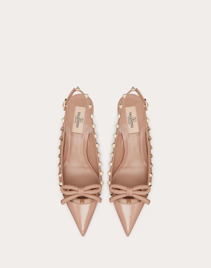 Valentino Handbags Décolleté Slingback Rockstud Bow In Vernice 60mm per Donna in Rose Cannelle | Valentino IT Shopping Online