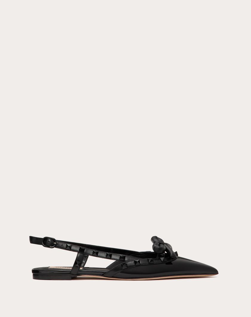 Valentino Handbags Ballerina Slingback Rockstud Bow In Vernice E Borchie In Tono per Donna in Nero | Valentino IT Prezzo Ridotto