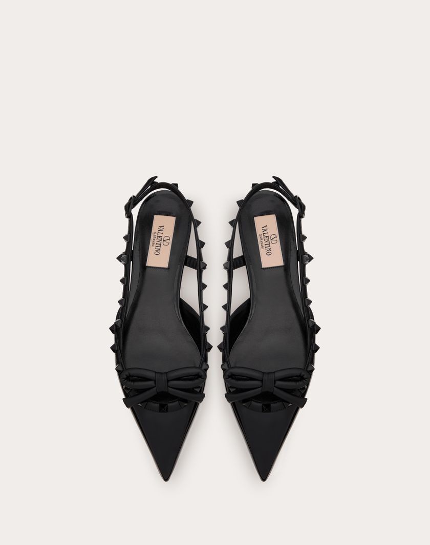 Valentino Handbags Ballerina Slingback Rockstud Bow In Vernice E Borchie In Tono per Donna in Nero | Valentino IT Prezzo Ridotto