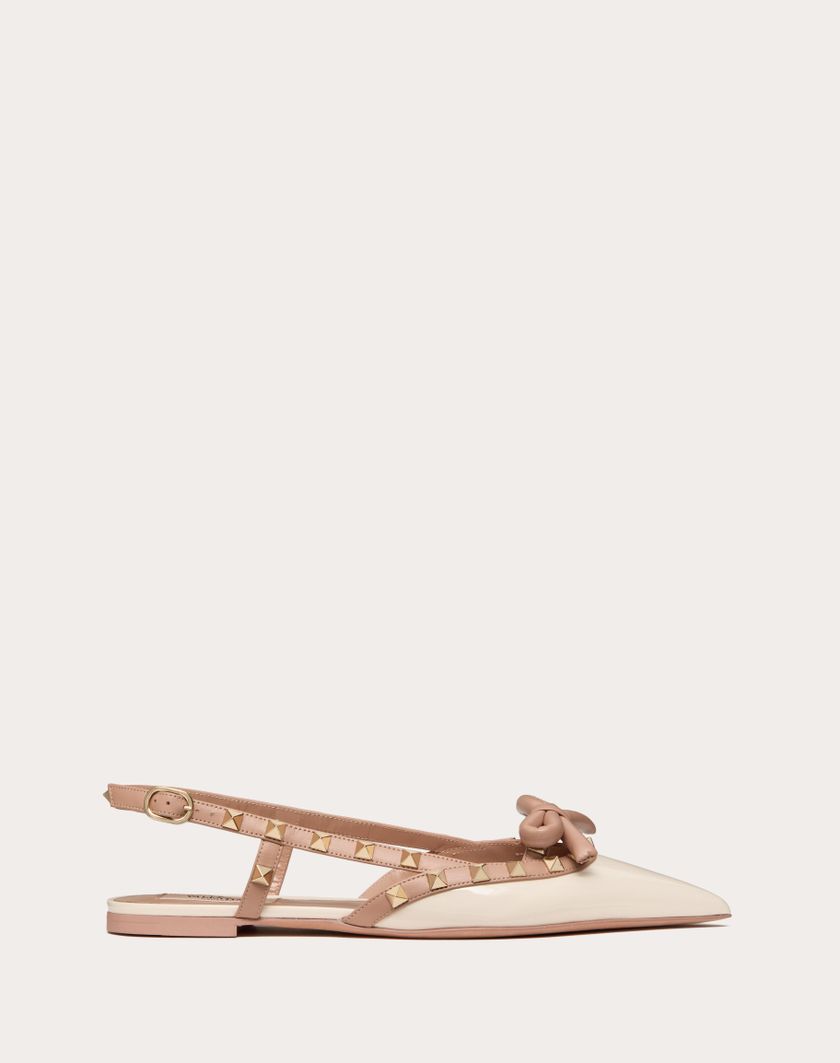 Valentino Handbags Ballerina Slingback Rockstud Bow In Vernice per Donna in Rose Cannelle | Valentino IT Sottocosto