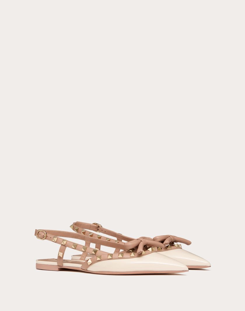 Valentino Handbags Ballerina Slingback Rockstud Bow In Vernice per Donna in Rose Cannelle | Valentino IT Convenienza