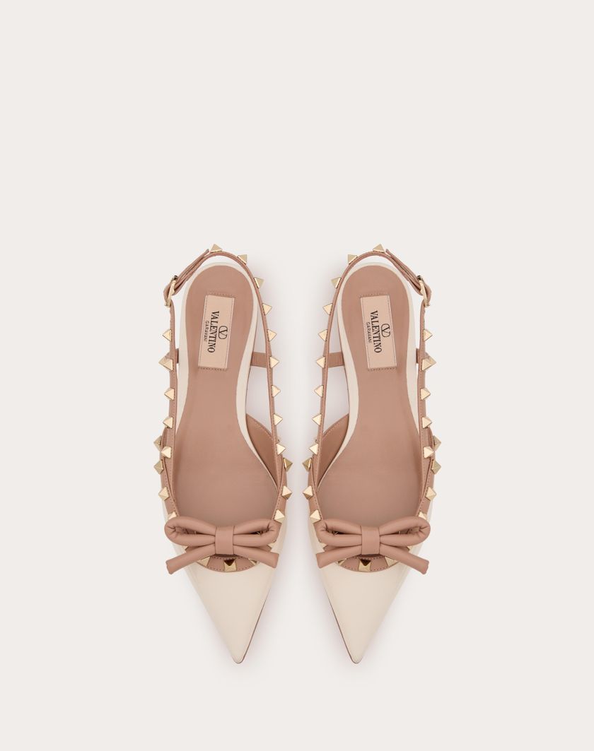 Valentino Handbags Ballerina Slingback Rockstud Bow In Vernice per Donna in Rose Cannelle | Valentino IT Convenienza