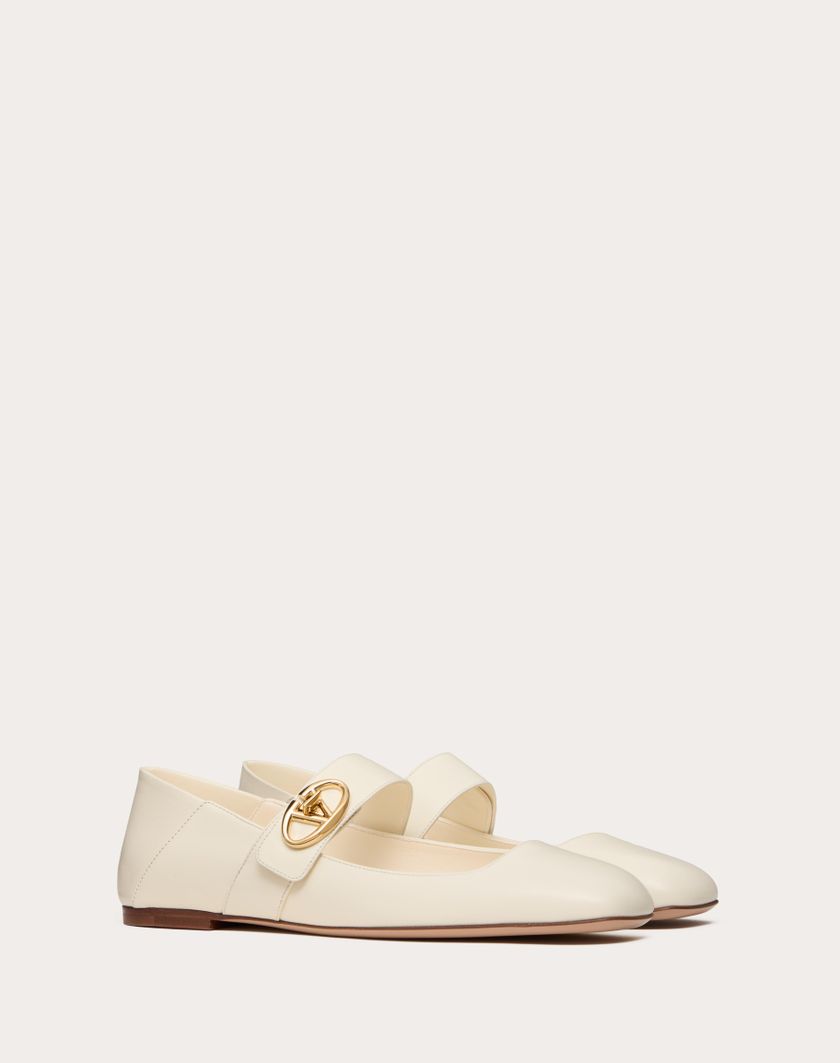 Valentino Handbags Ballerina Mary-jane Vlogo Locker In Vitello per Donna in Avorio | Valentino IT Offerta