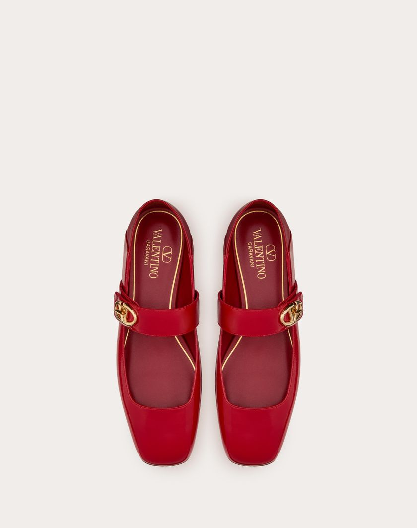 Valentino Handbags Ballerina Mary-jane Vlogo Locker In Naplack per Donna in Rose Quartz | Valentino IT Economico
