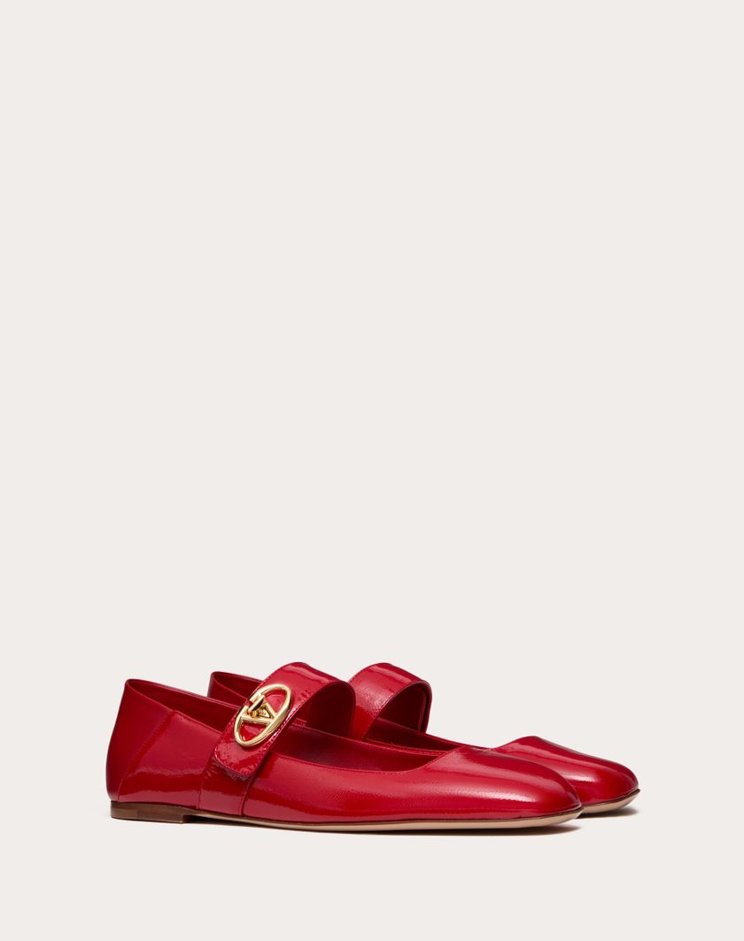 Valentino Handbags Ballerina Mary-jane Vlogo Locker In Naplack per Donna in Rosso V. | Valentino IT Online