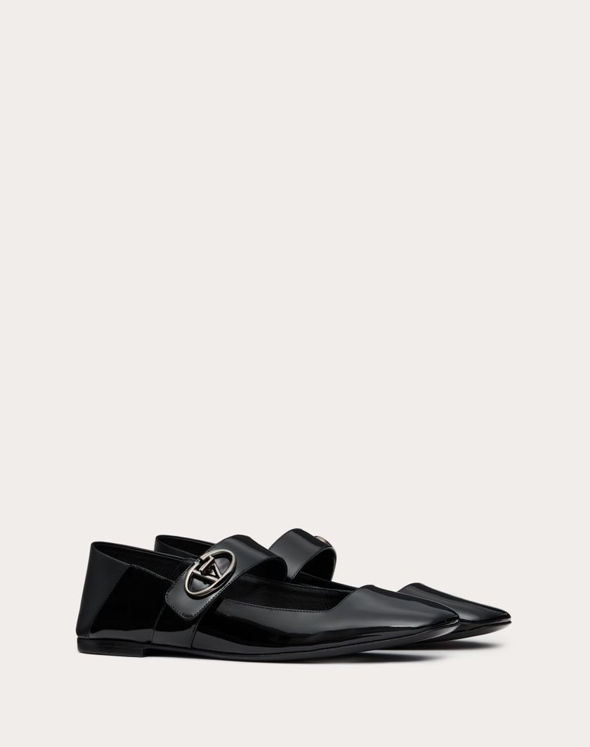 Valentino Handbags Ballerina Mary-jane Vlogo Locker In Vernice per Donna in Nero | Valentino IT Outlet