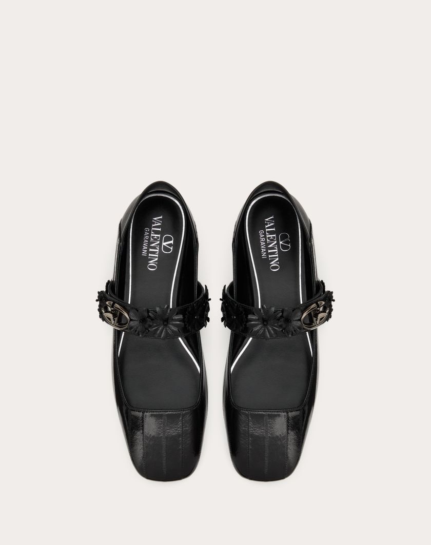 Valentino Handbags Ballerina Mary-jane Vlogo Locker In Anguilla Con Applicazione Di Fiori per Donna in Nero | Valentino IT In Vendita