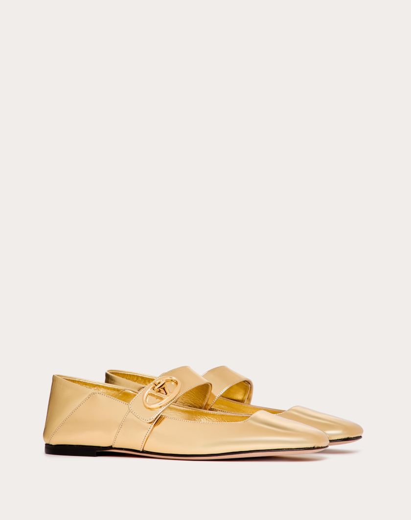 Valentino Handbags Ballerina Mary-jane Vlogo Locker In Vitello Specchio per Donna in Oro | Valentino IT Saldi