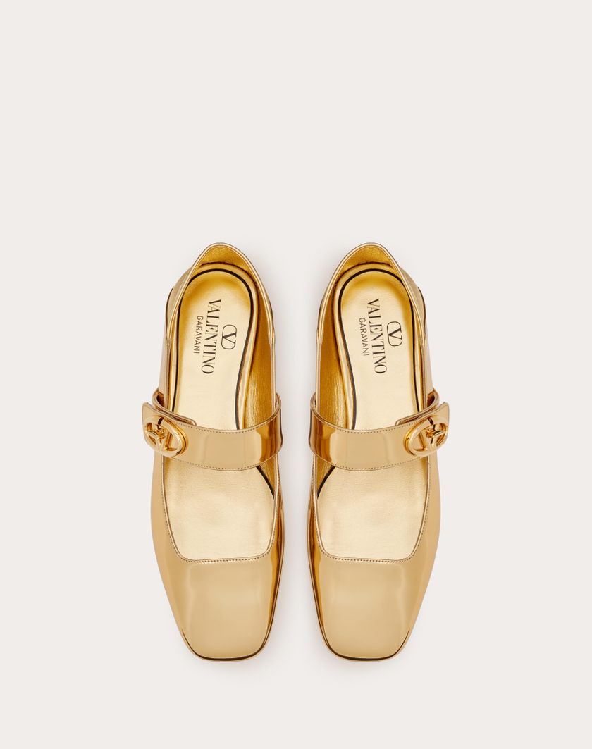 Valentino Handbags Ballerina Mary-jane Vlogo Locker In Vitello Specchio per Donna in Oro | Valentino IT Saldi