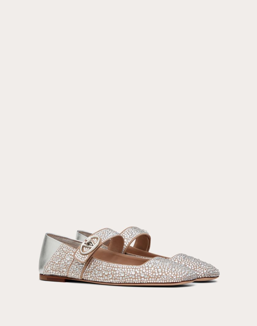 Valentino Handbags Ballerina Mary-jane Vlogo Locker Con Cristalli per Donna in Crystal/silver | Valentino IT Offerte