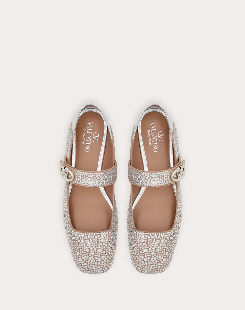 Valentino Handbags Ballerina Mary-jane Vlogo Locker Con Cristalli per Donna in Crystal/silver | Valentino IT Offerte