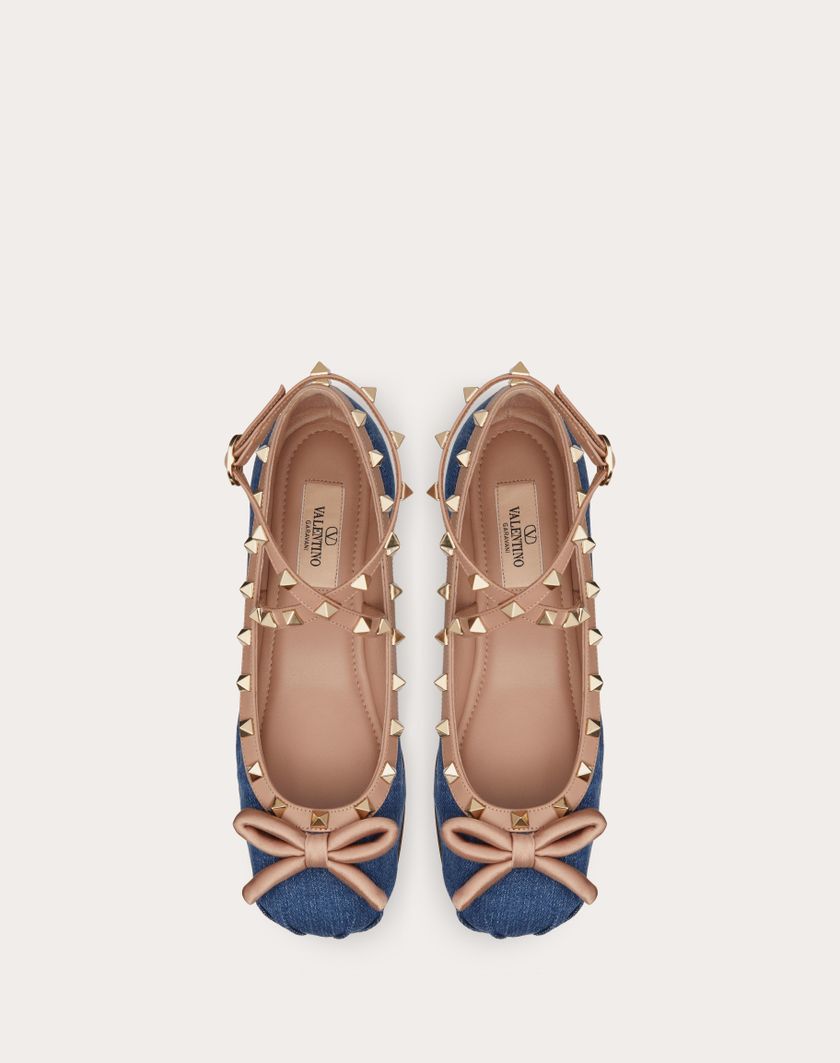 Valentino Handbags Ballerina Rockstud In Denim per Donna in Rose Cannelle | Valentino IT I Più Venduti