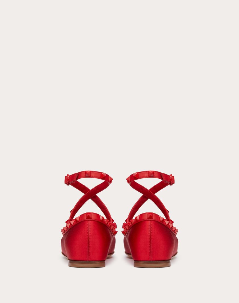 Valentino Handbags Ballerina Rockstud In Raso E Borchie In Tono per Donna in Rouge Pur | Valentino IT Vendite Flash