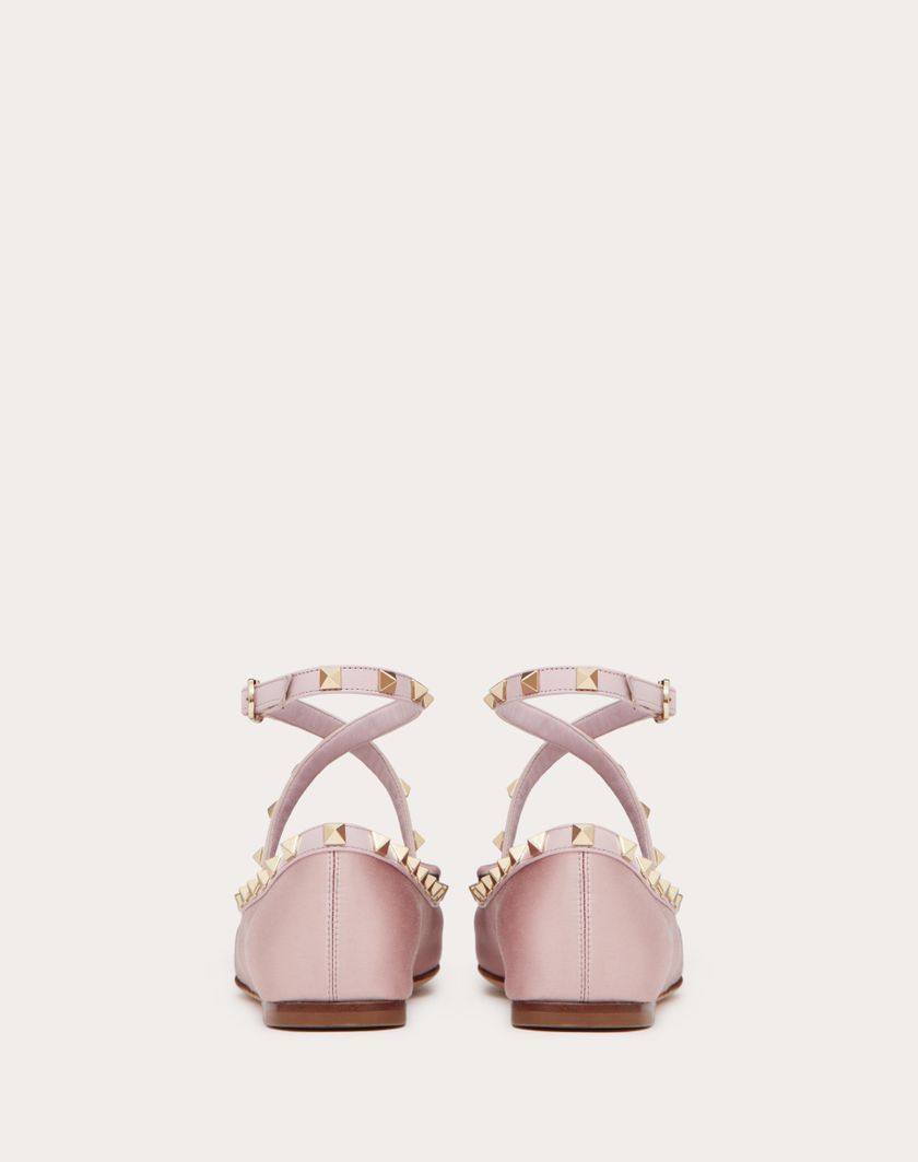 Valentino Handbags Ballerina Rockstud In Raso per Donna in Water Lilac | Valentino IT In Saldo