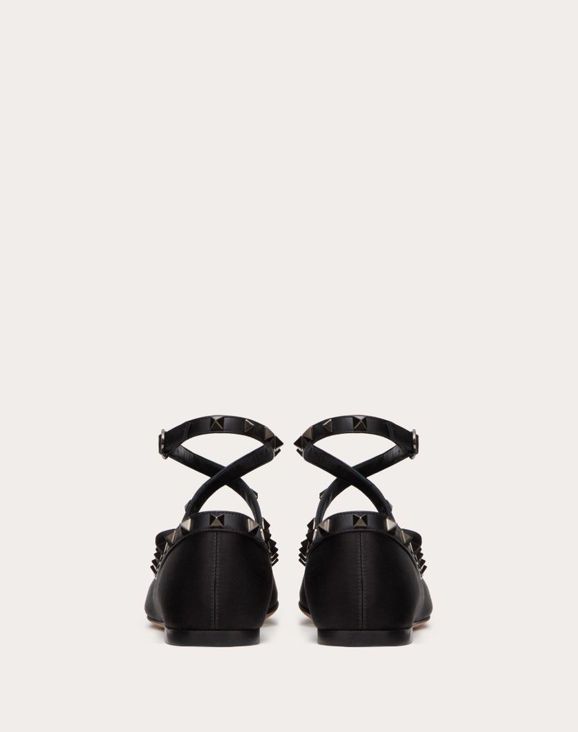 Valentino Handbags Ballerina Rockstud In Raso E Borchie In Tono per Donna in Nero | Valentino IT Nuova