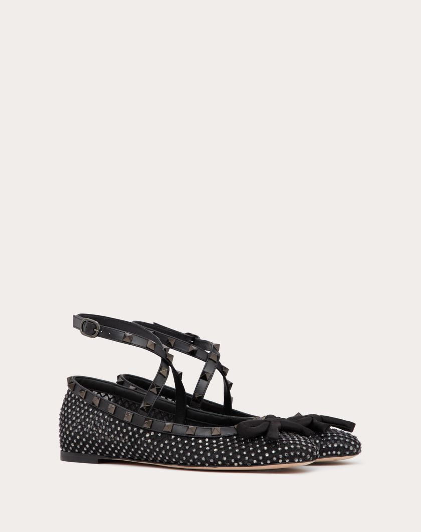 Valentino Handbags Ballerina Rockstud In Rete Con Cristalli E Borchie In Tono per Donna in Nero | Valentino IT Spedizione gratuita