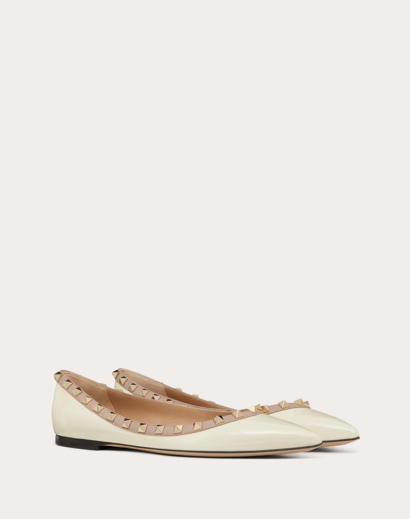 Valentino Handbags Ballerina Rockstud In Vernice per Donna in Poudre | Valentino IT Offerta speciale