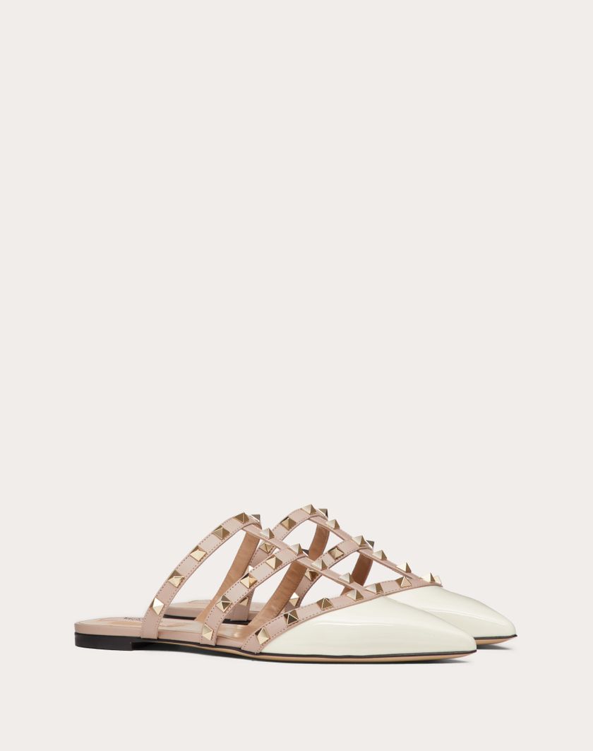Valentino Handbags Mule Rockstud In Vernice per Donna in Avorio/poudre | Valentino IT Grande vendita