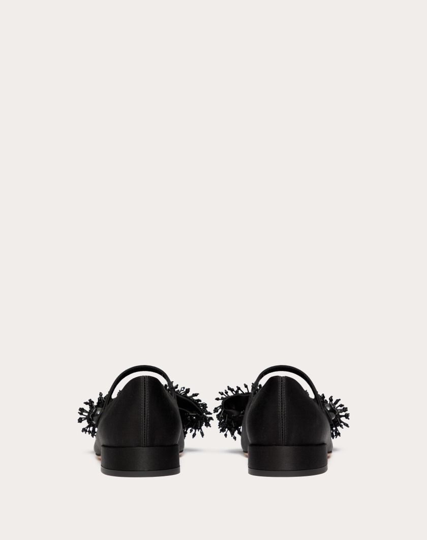 Valentino Handbags Ballerina Mary-jane Valentino Garavani Bowjane In Raso Con Ricamo A Frange 20mm per Donna in Nero | Valentino IT Offerta esclusiva