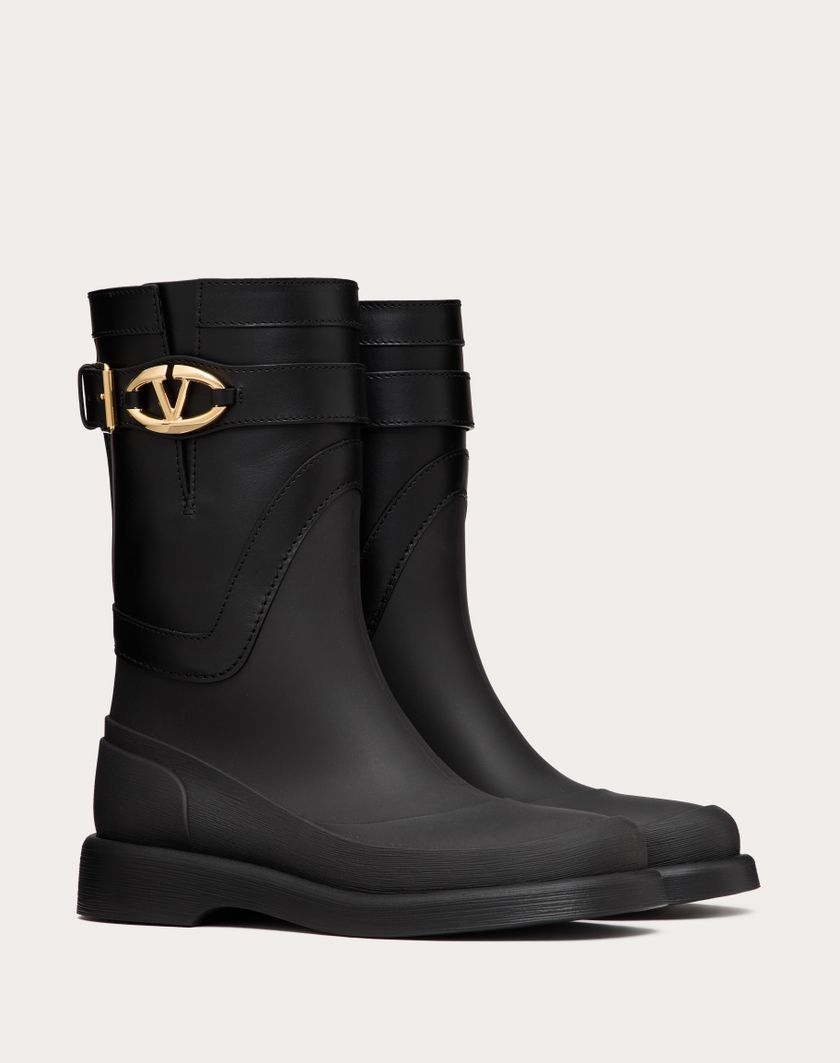 Valentino Handbags Stivaletto Vlogo The Bold Edition In Gomma E Vitello 35mm per Donna in Nero | Valentino IT Offerta Anniversario