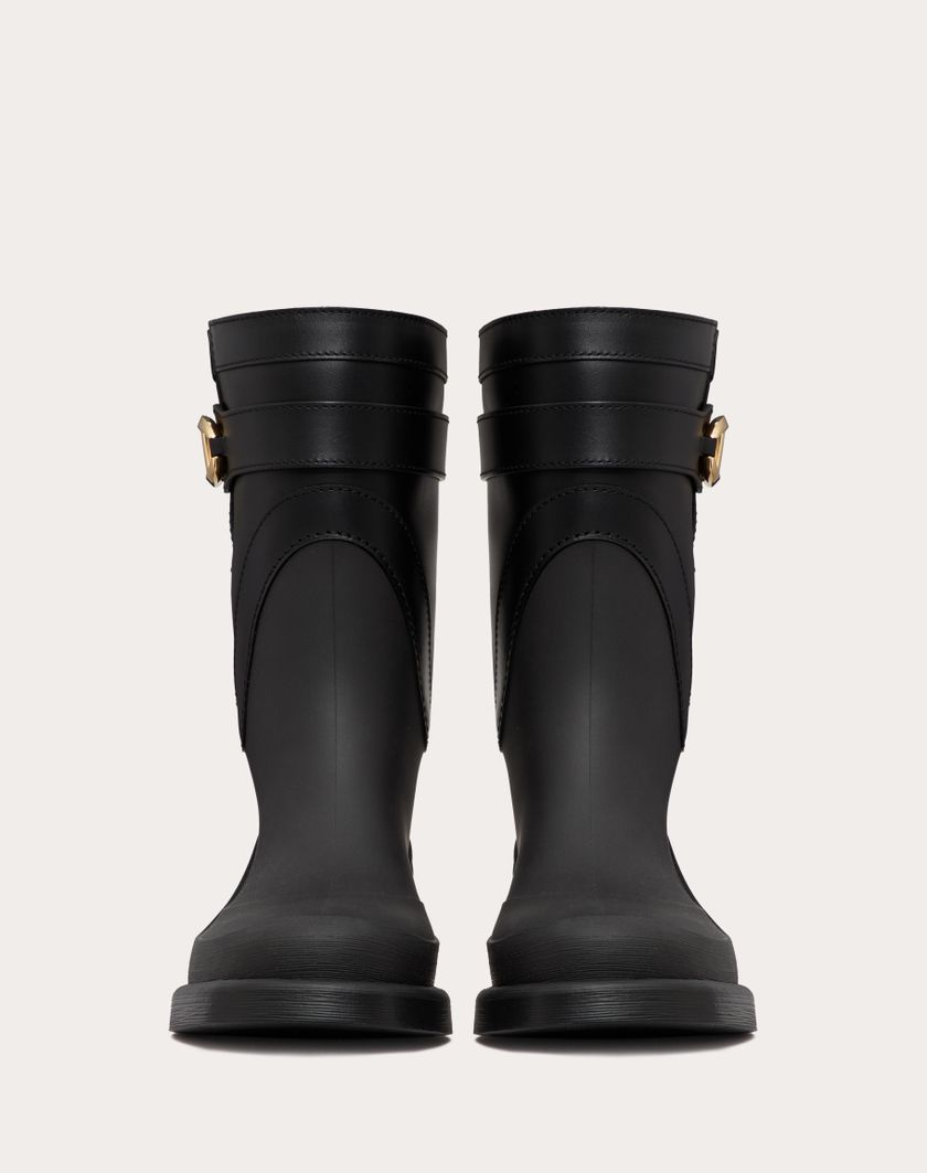 Valentino Handbags Stivaletto Vlogo The Bold Edition In Gomma E Vitello 35mm per Donna in Nero | Valentino IT Offerta Anniversario