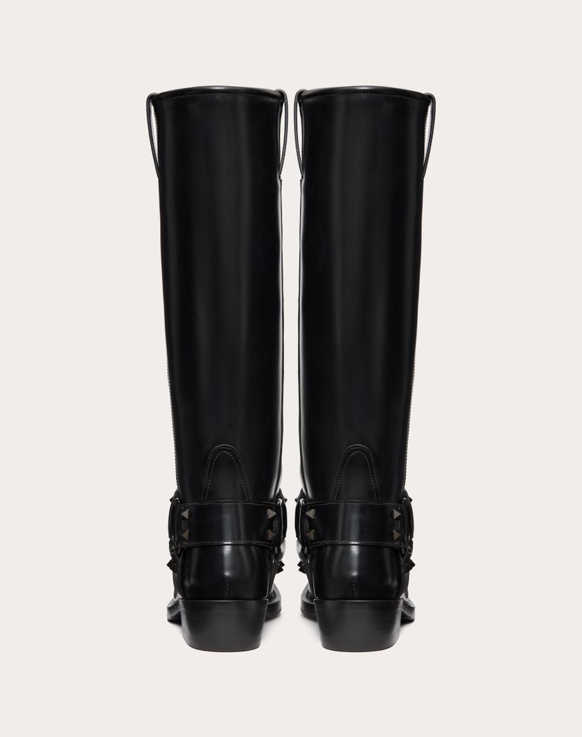 Valentino Handbags Stivale Biker Rockstud In Vitello 40mm per Donna in Nero | Valentino IT Vendita calda