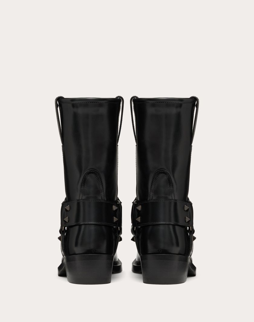 Valentino Handbags Stivaletto Biker Rockstud In Vitello 40mm per Donna in Nero | Valentino IT Offerta migliore