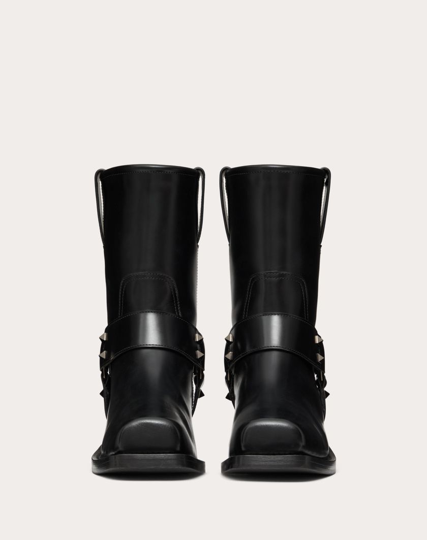 Valentino Handbags Stivaletto Biker Rockstud In Vitello 40mm per Donna in Nero | Valentino IT Offerta migliore