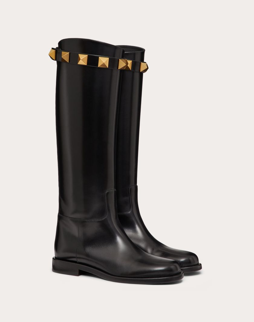 Valentino Handbags Stivale Roman Stud In Vitello 15mm per Donna in Nero | Valentino IT Bestseller