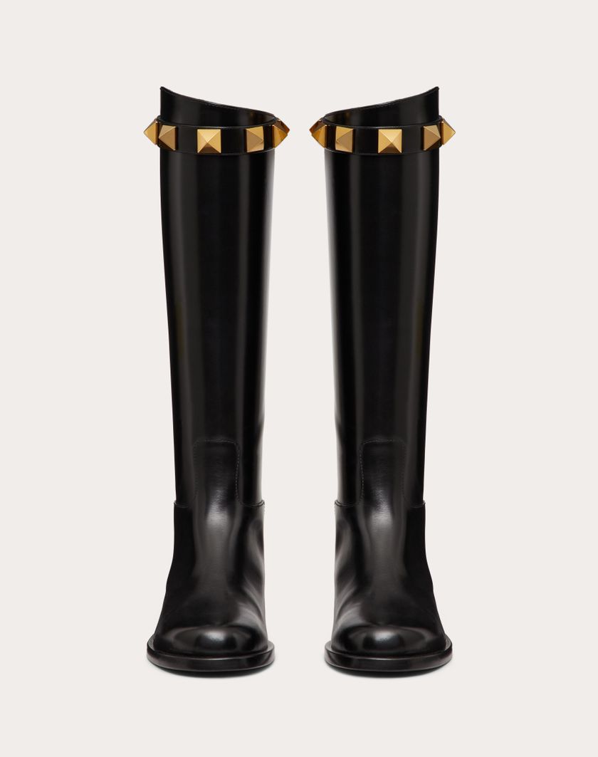 Valentino Handbags Stivale Roman Stud In Vitello 15mm per Donna in Nero | Valentino IT Bestseller